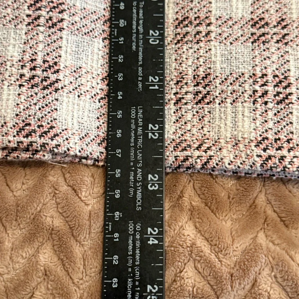 Kate Kasin Pink Plaid Tweed Pencil Skirt Pockets Medium High Waist Business Wear